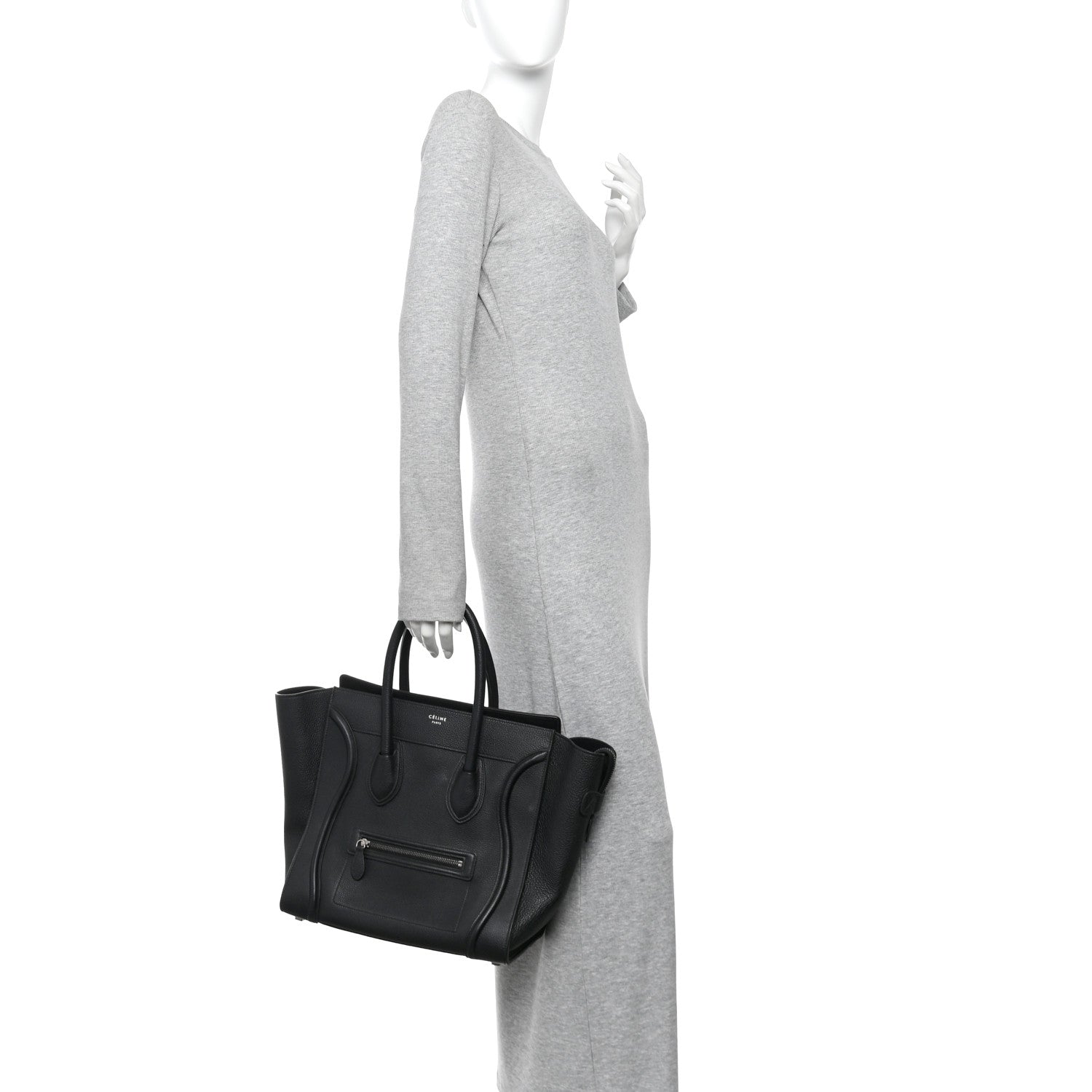Celine Drummed Calfskin Mini Luggage Black 2 of 9