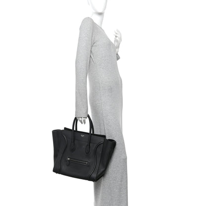 Celine Drummed Calfskin Mini Luggage Black 2 of 9