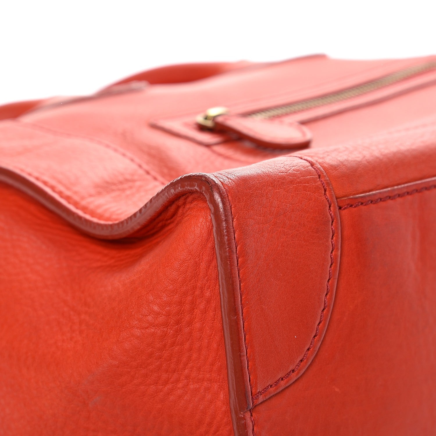 Celine Drummed Calfskin Mini Luggage Vermillion 14 of 15