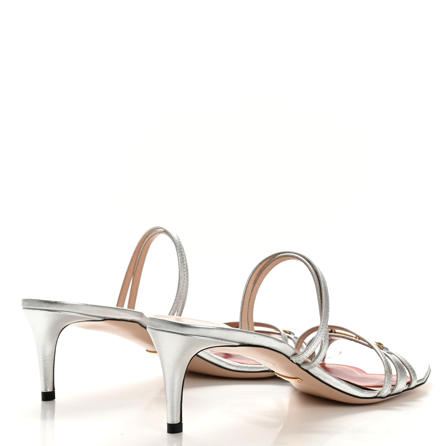 Metallic Nappa Victoria Strappy Horsebit Sandals 40 Silver