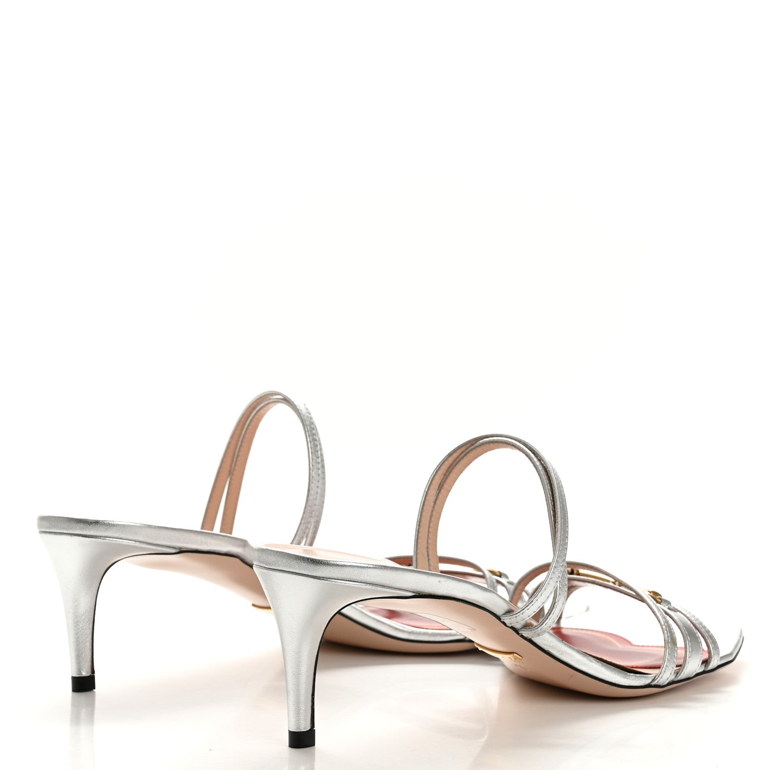 Gucci Metallic Nappa Victoria Strappy Horsebit Sandals 40 Silver 5 of 10