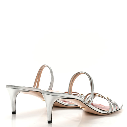 Gucci Metallic Nappa Victoria Strappy Horsebit Sandals 40 Silver 5 of 10