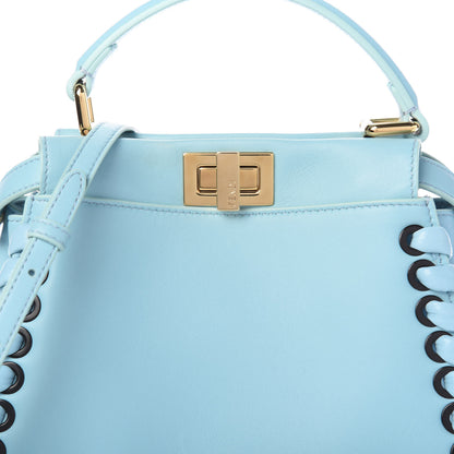 Fendi Nappa Lace Up Mini Peekaboo Iconic Satchel Turchese 10 of 10