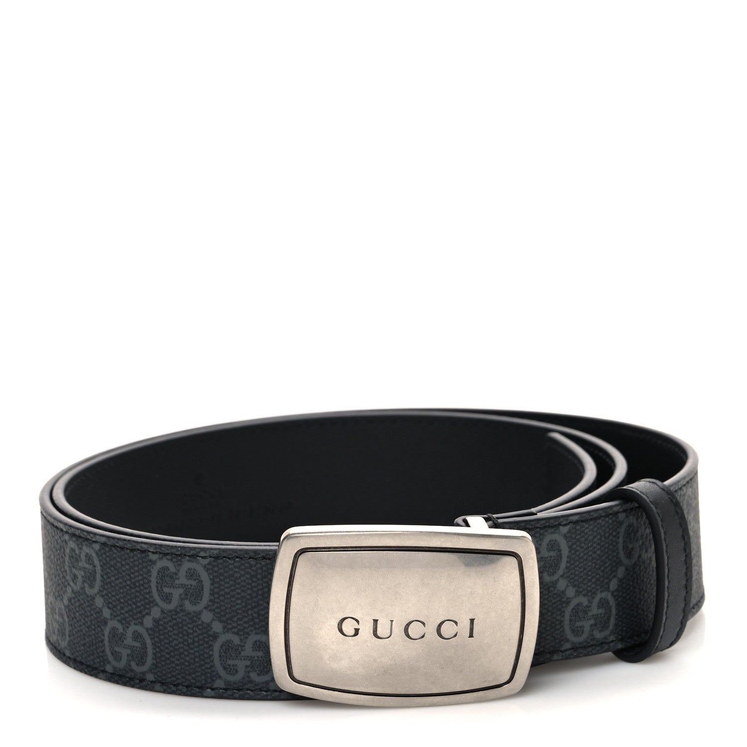 Gucci GG Supreme Monogram Plaque Buckle Belt 90 36 Black 1 of 5