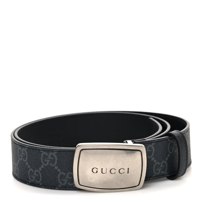Gucci GG Supreme Monogram Plaque Buckle Belt 90 36 Black 1 of 5
