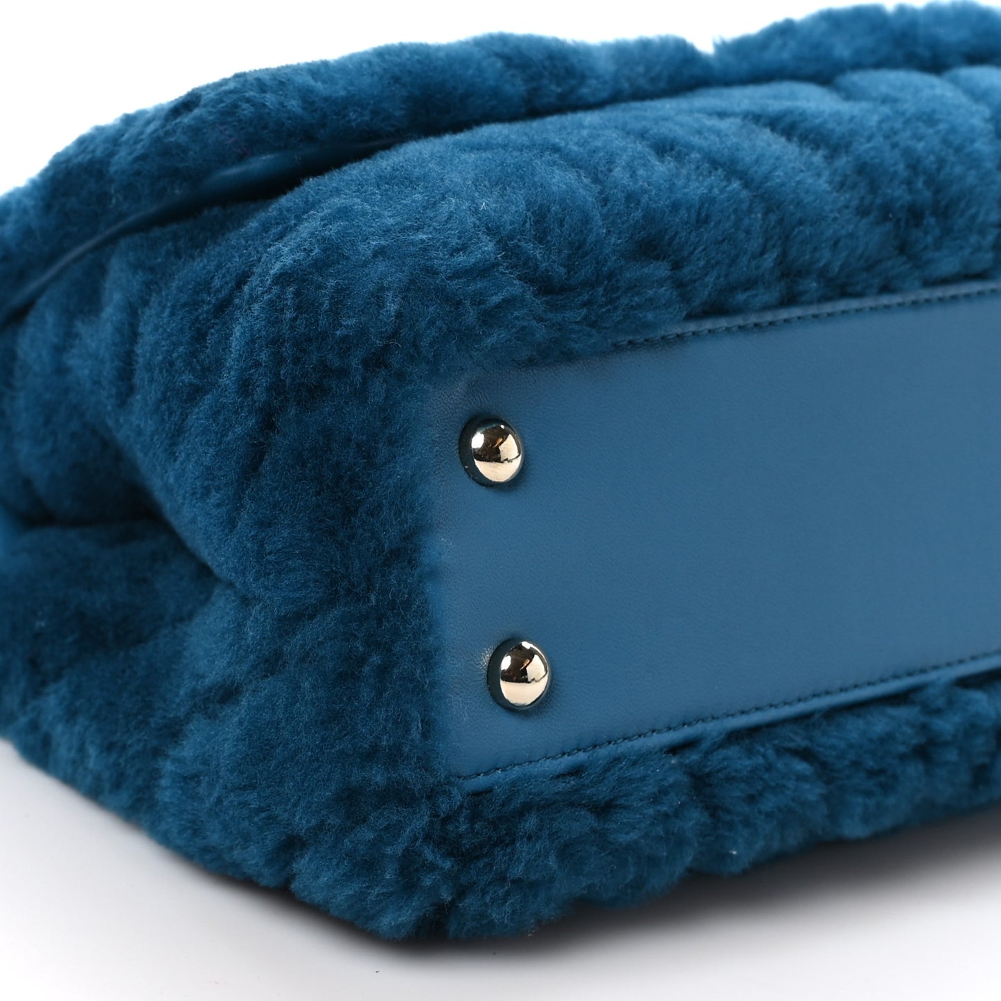 Shearling Lambskin Chevron Quilted Mini Coco Handle Flap Turquoise