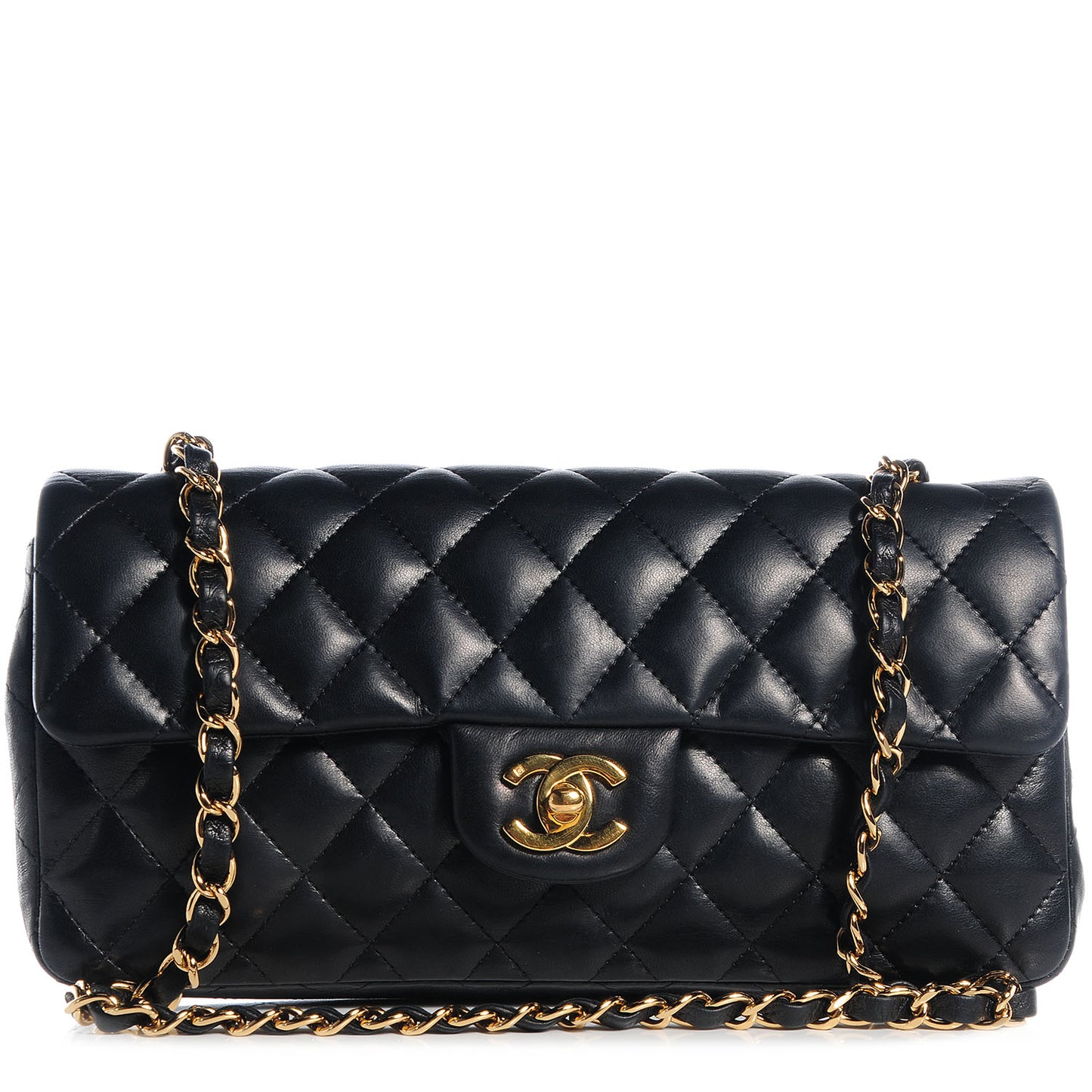 Lambskin Quilted East West Flap Black