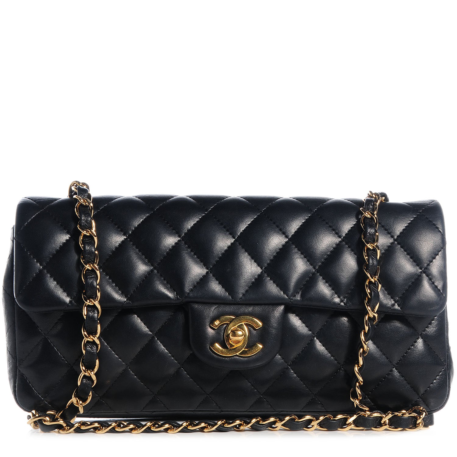 Chanel Lambskin Quilted East West Flap Black 1 of 8