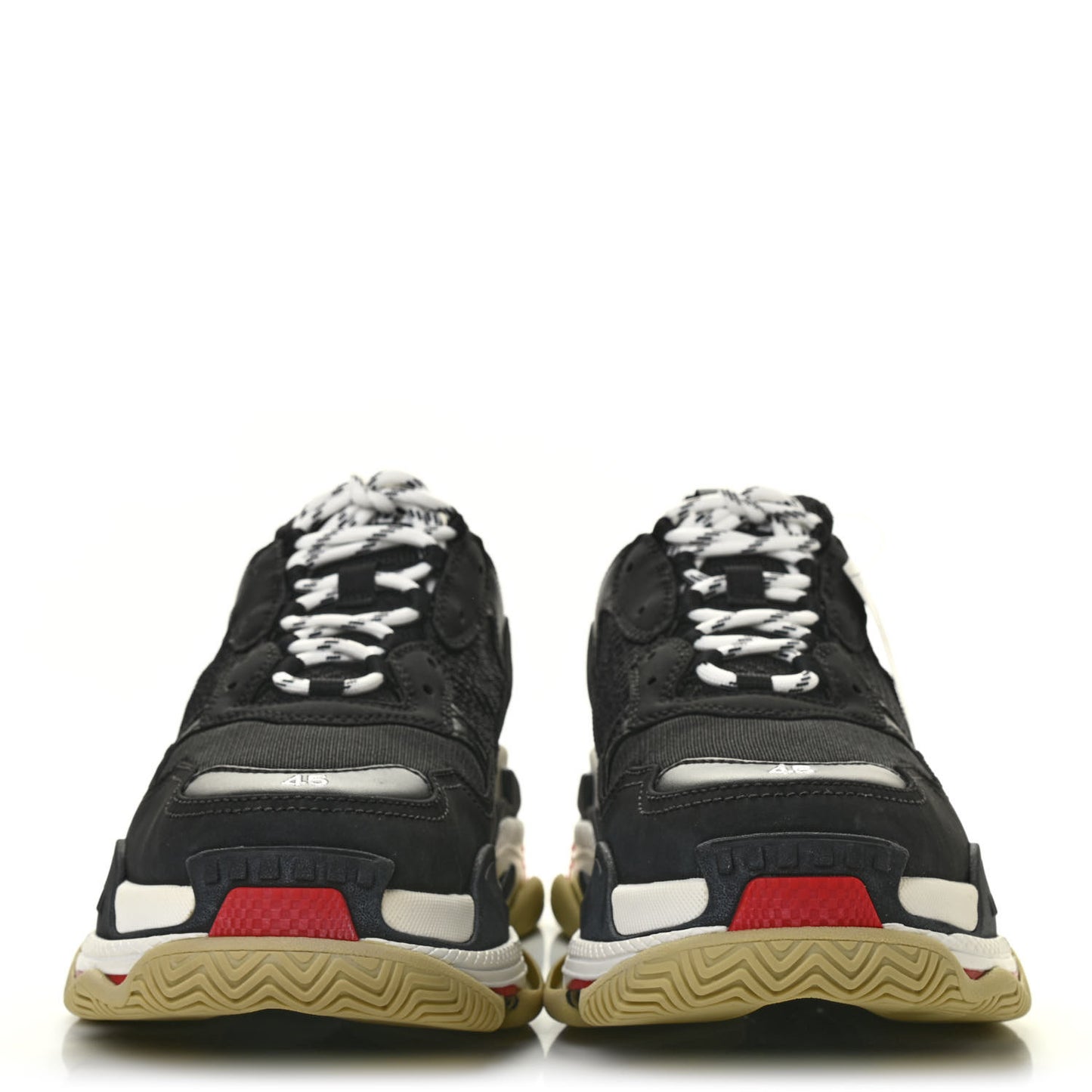 Fabric Mesh Washed Effect Mens Triple S Sneakers 45 Black Red