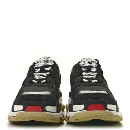 Balenciaga Fabric Mesh Washed Effect Mens Triple S Sneakers 45 Black Red 2 of 9