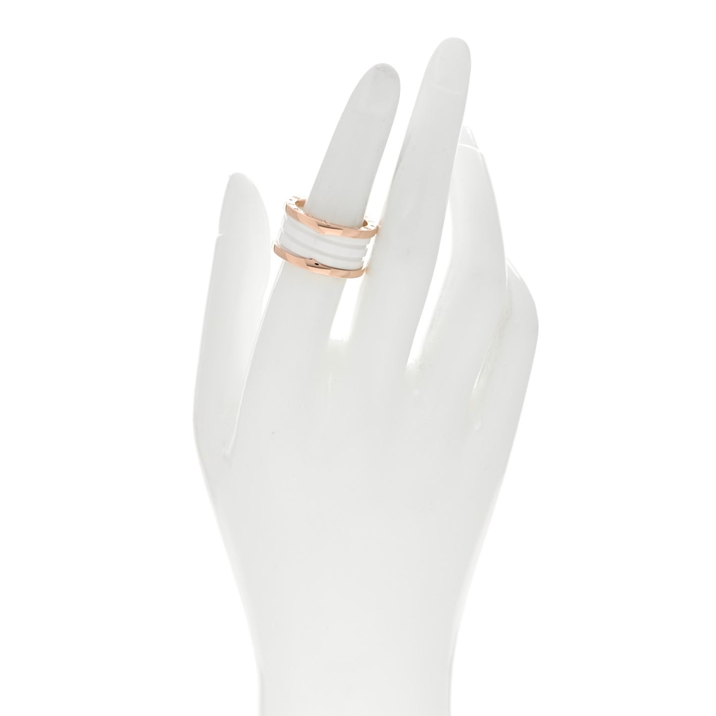 18K Rose Gold White Ceramic B.Zero1 Four-Band Ring 54 6.75