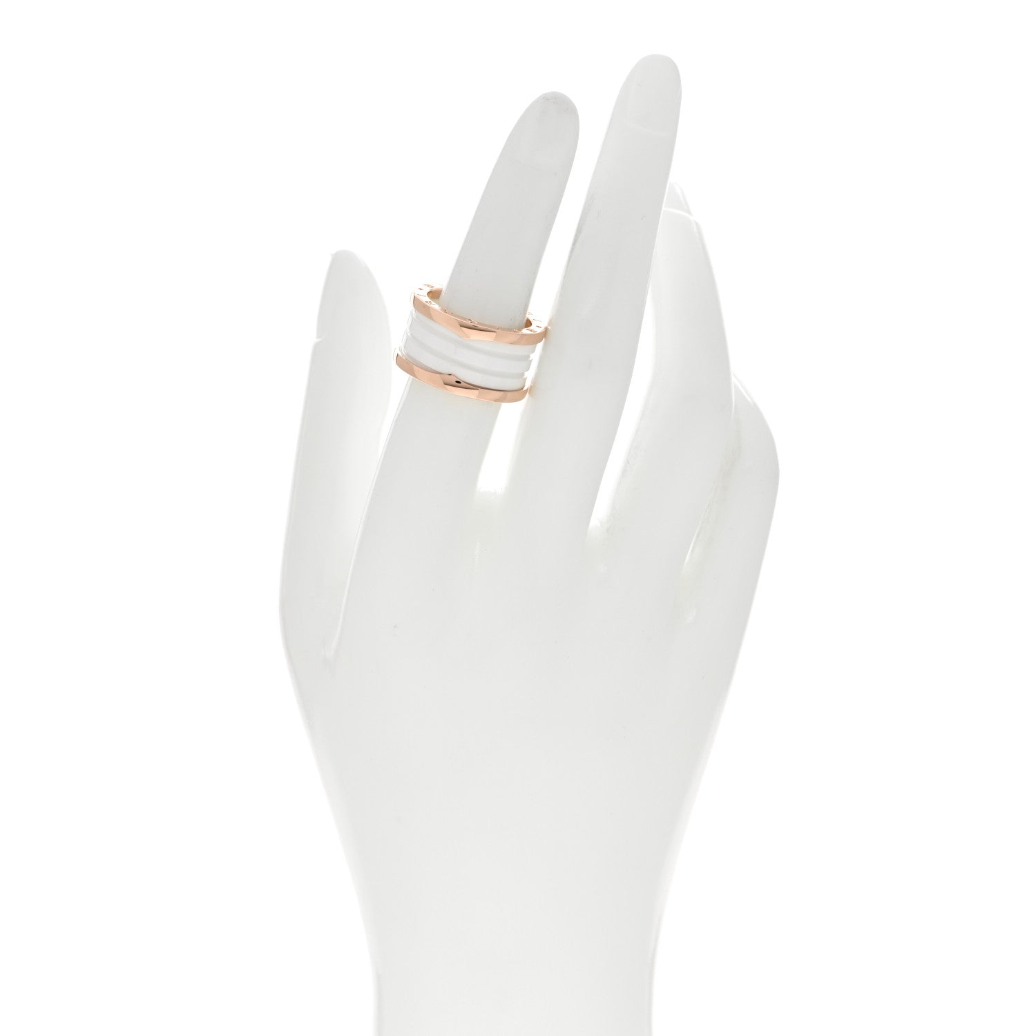 Bulgari 18K Rose Gold White Ceramic B.Zero1 Four-Band Ring 54 6.75 2 of 5