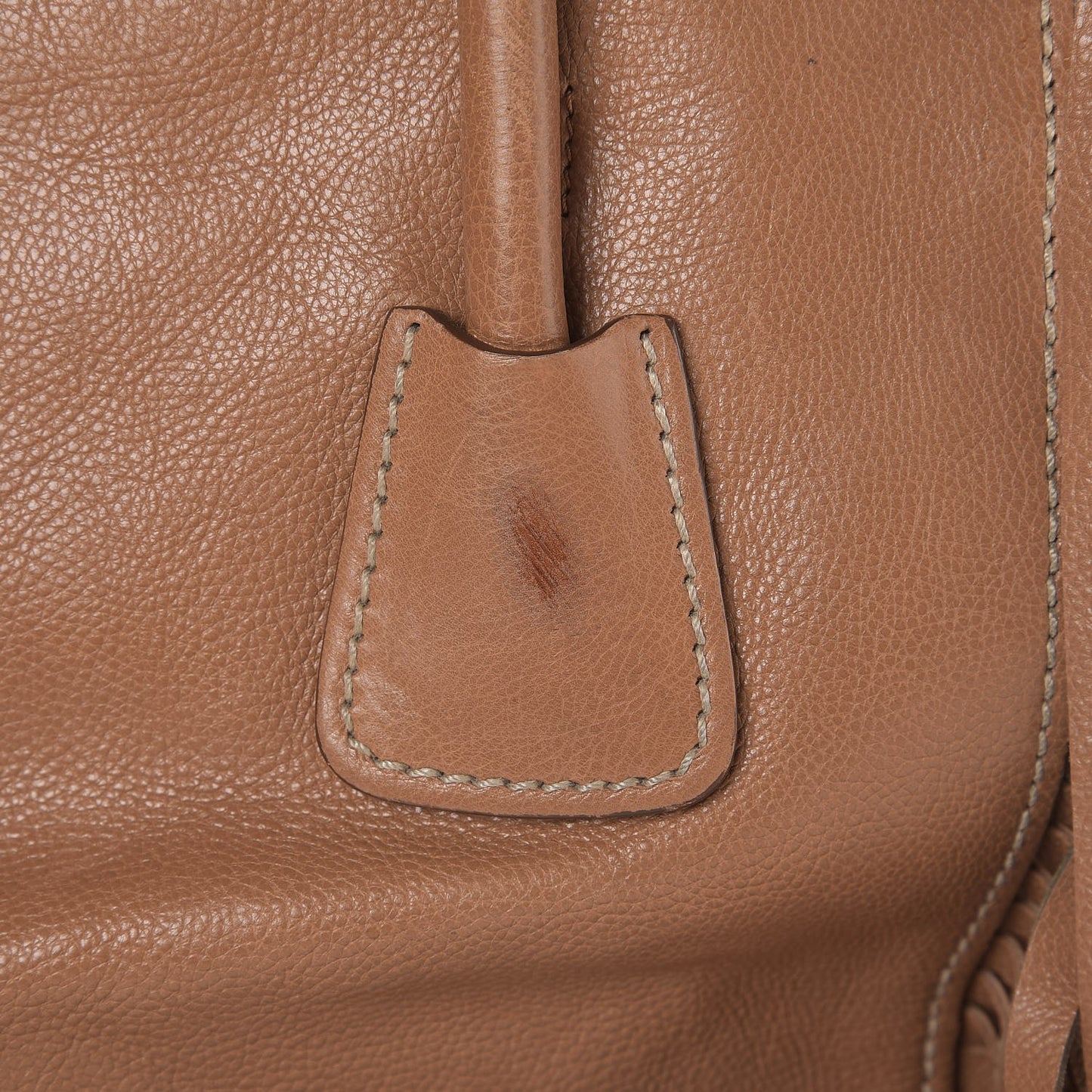 Glace Calf Twin Pocket Fringe Tote Caramel