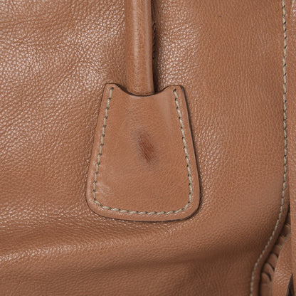 Prada Glace Calf Twin Pocket Fringe Tote Caramel 8 of 9