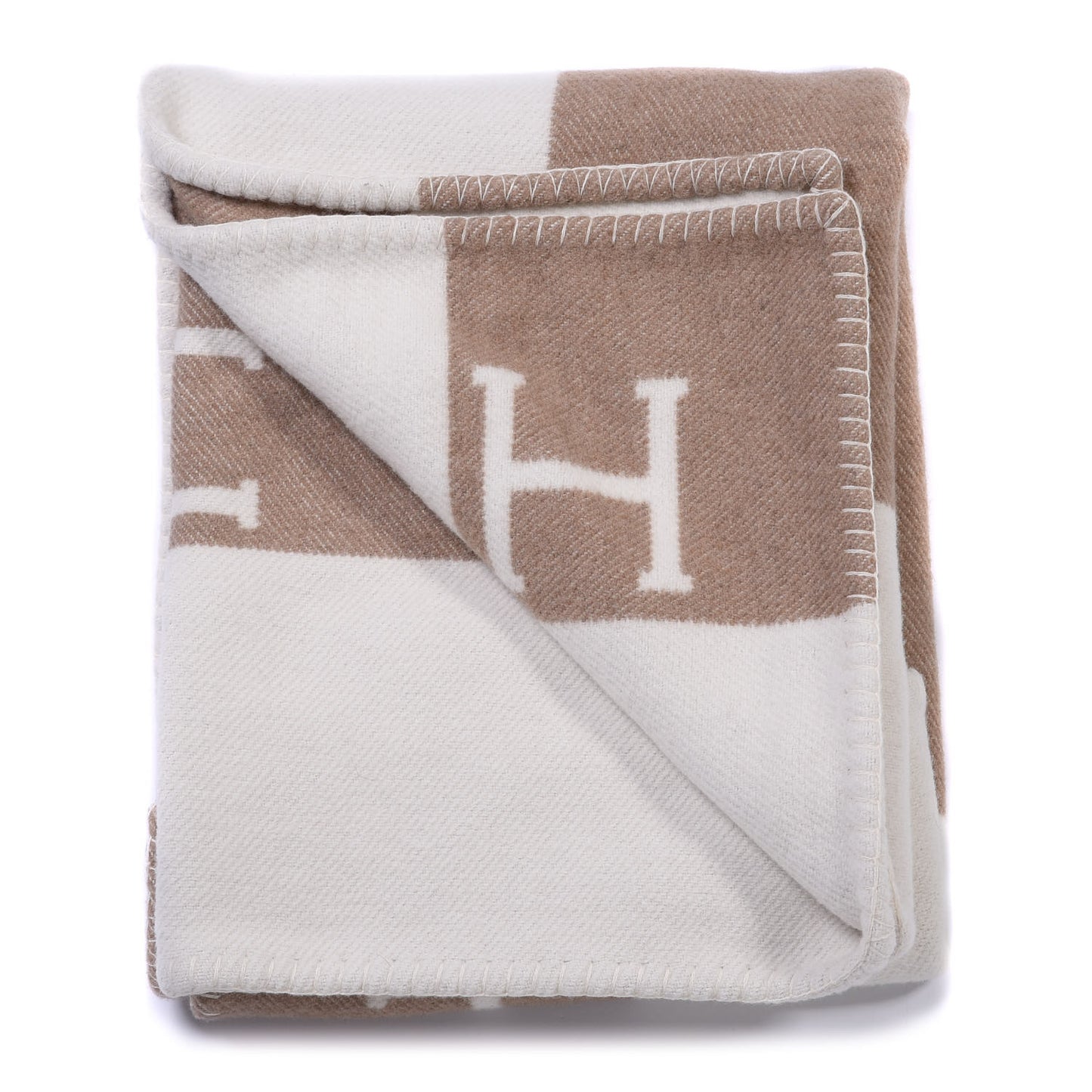 Wool Cashmere Avalon Baby Blanket Noisette Moyen White