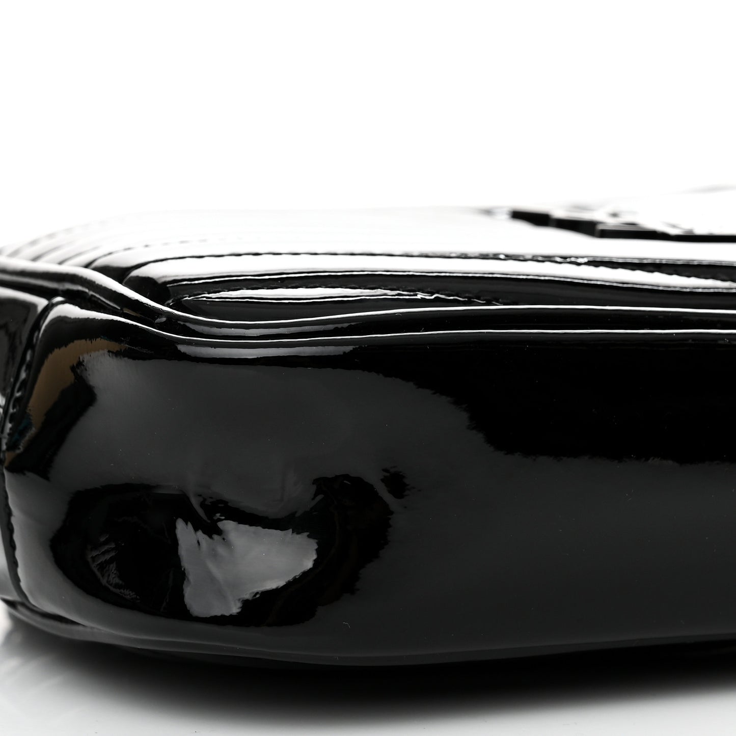 Patent Calfskin Matelasse Monogram Mini Lou Camera Bag Black