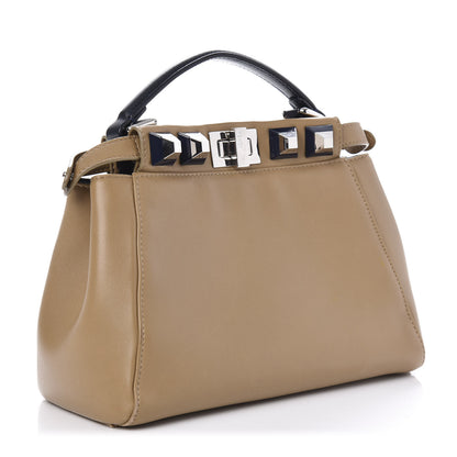 Fendi Nappa Bi-Color Studded Mini Peekaboo Iconic Satchel Cuoio Blue 3 of 9