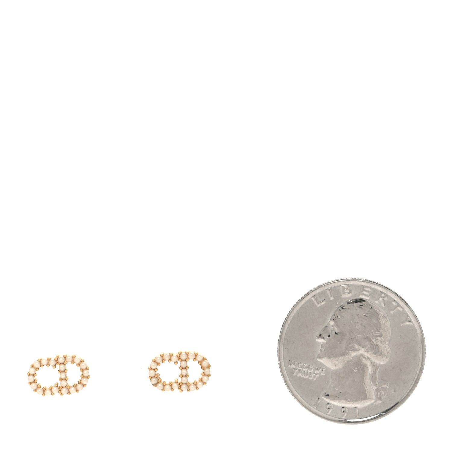 Christian Dior Strass Crystal CD Earrings Gold 2 of 3
