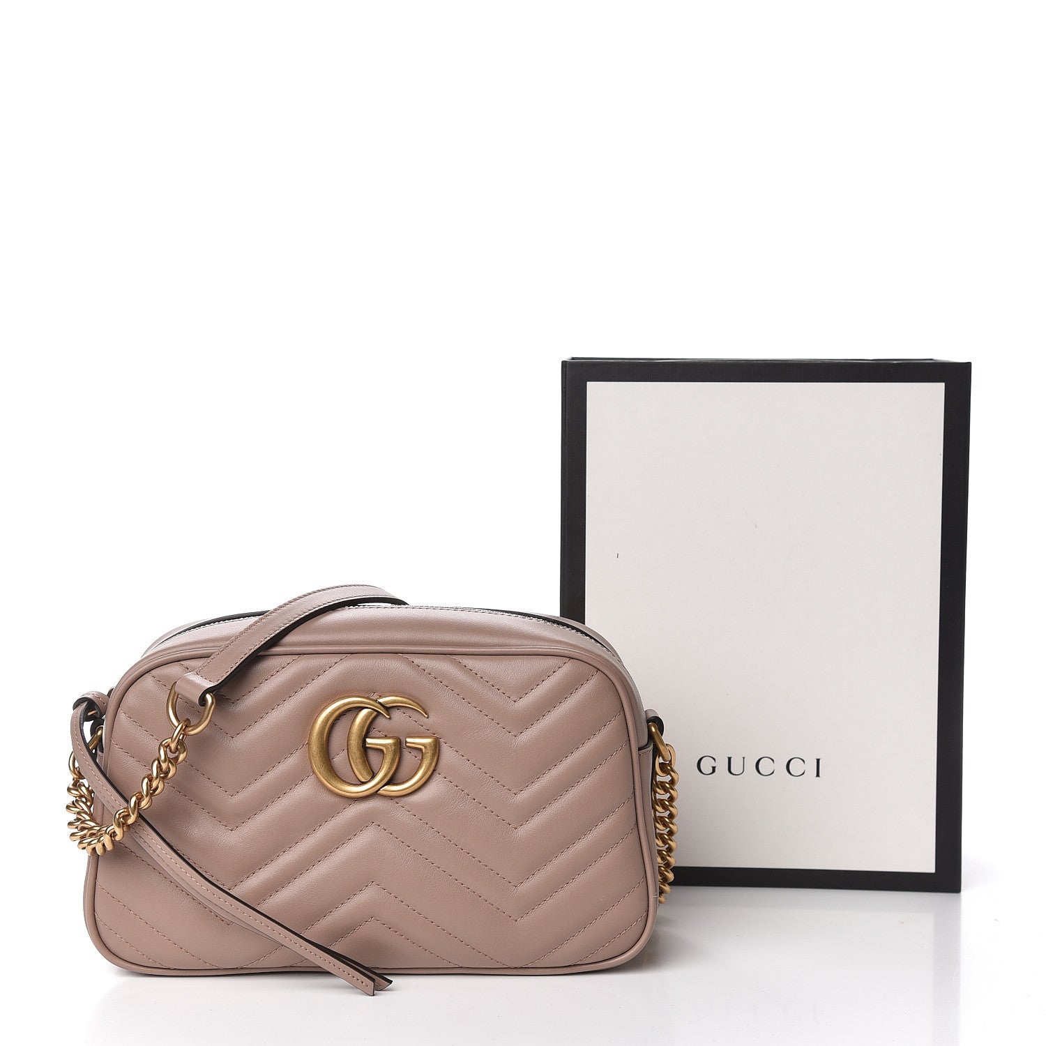 Gucci Calfskin Matelasse Small GG Marmont Chain Shoulder Bag Porcelain Rose 11 of 11