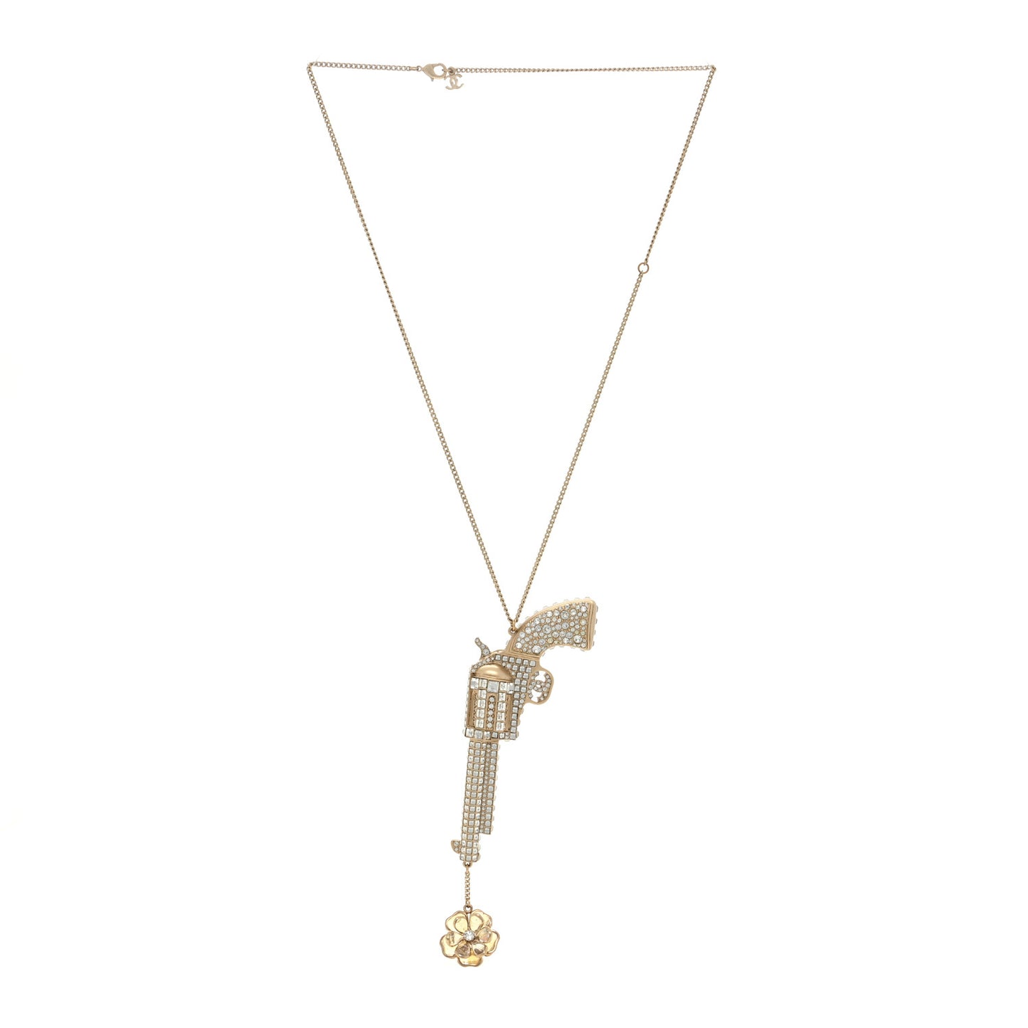 Crystal CC Dallas Gun Flower Drop Necklace
