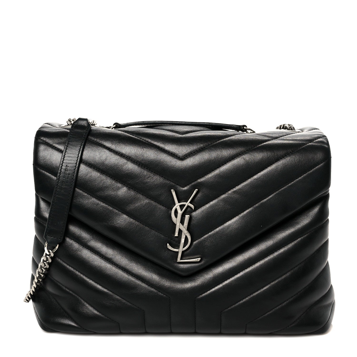 Saint Laurent Calfskin Y Quilted Monogram Medium Loulou Chain Satchel Black 1 of 11