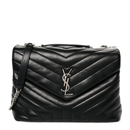 Saint Laurent Calfskin Y Quilted Monogram Medium Loulou Chain Satchel Black 1 of 11