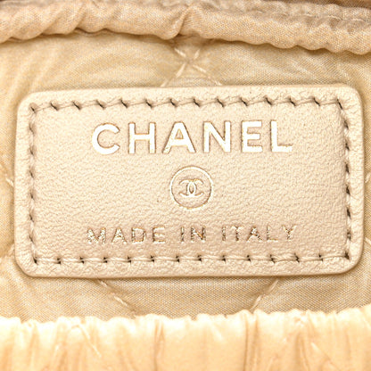Chanel Metallic Calfskin Quilted Small Curvy Pouch Cosmetic Case Gold 6 of 7