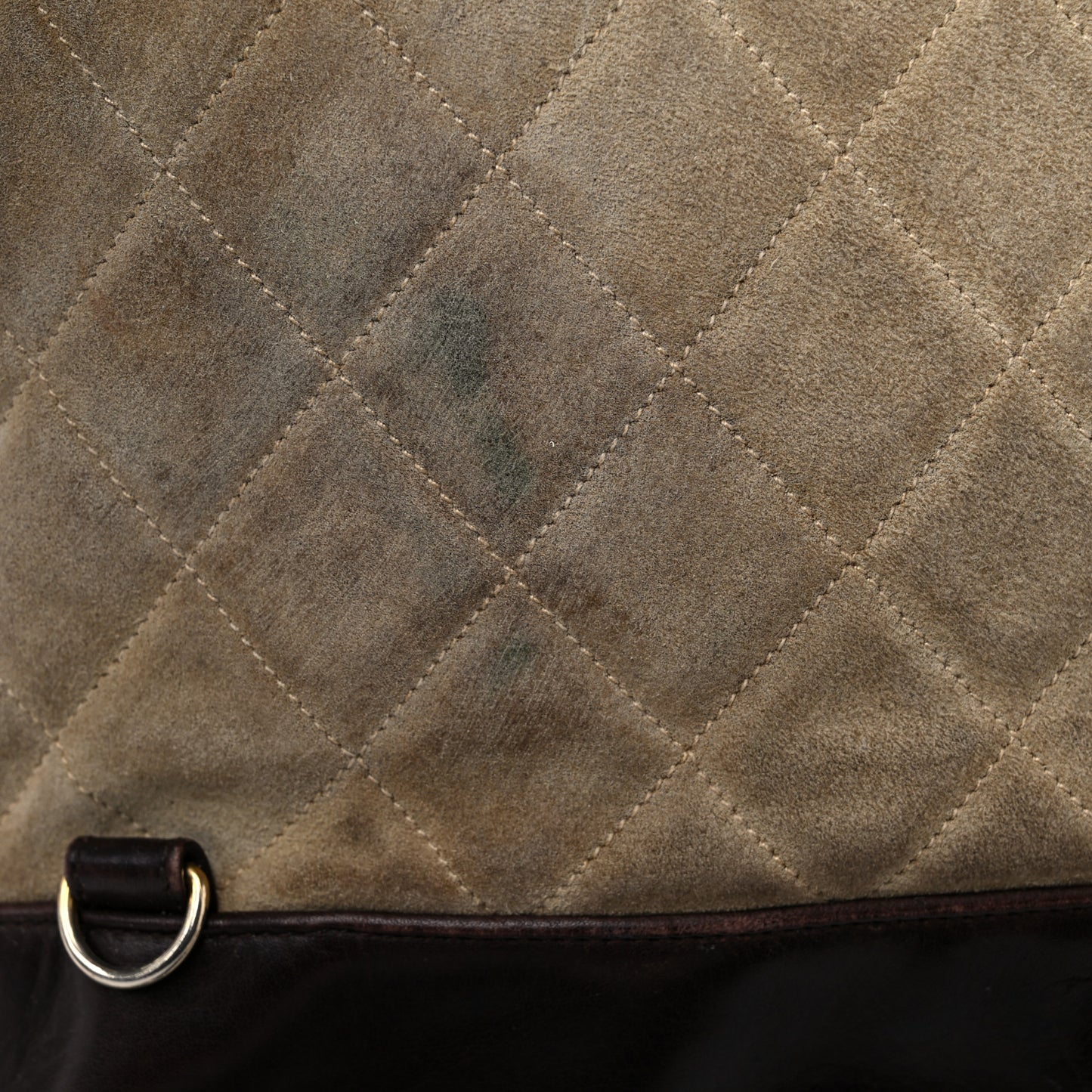 Suede Quilted Drawstring Sling Backpack Beige Brown