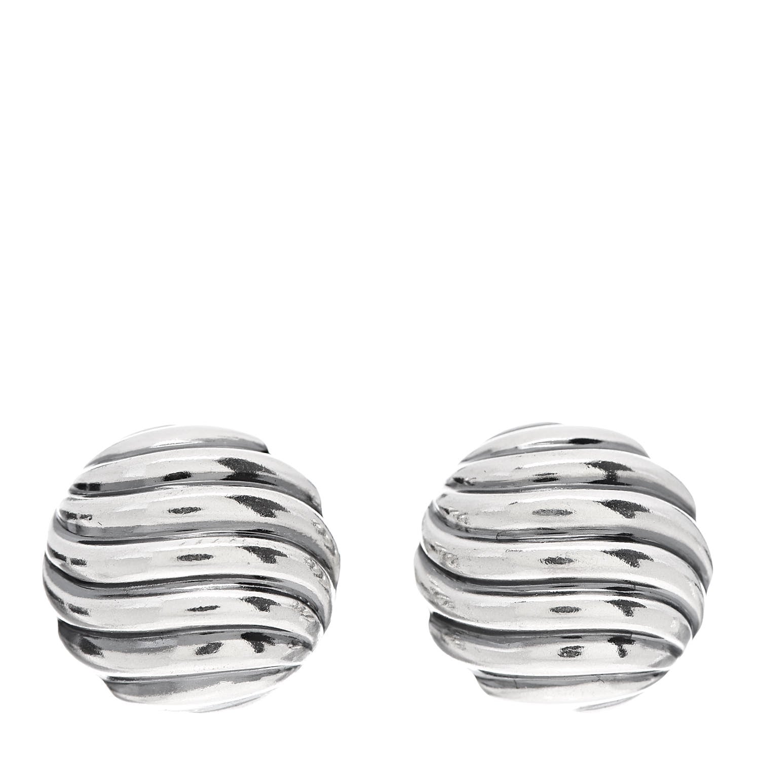 David Yurman Sterling Silver 14mm Sculpted Cable Stud Earrings 1 of 4
