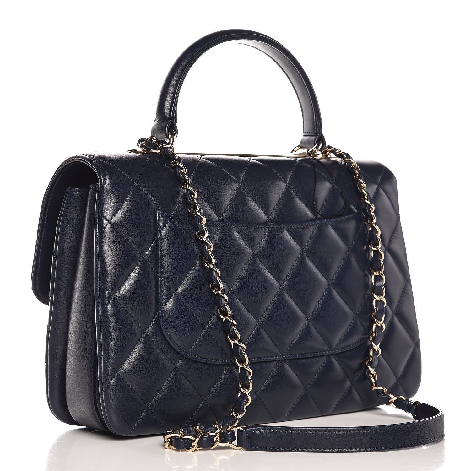 Chanel Lambskin Quilted Medium Trendy CC Flap Dual Handle Bag Navy Blue 3 of 9