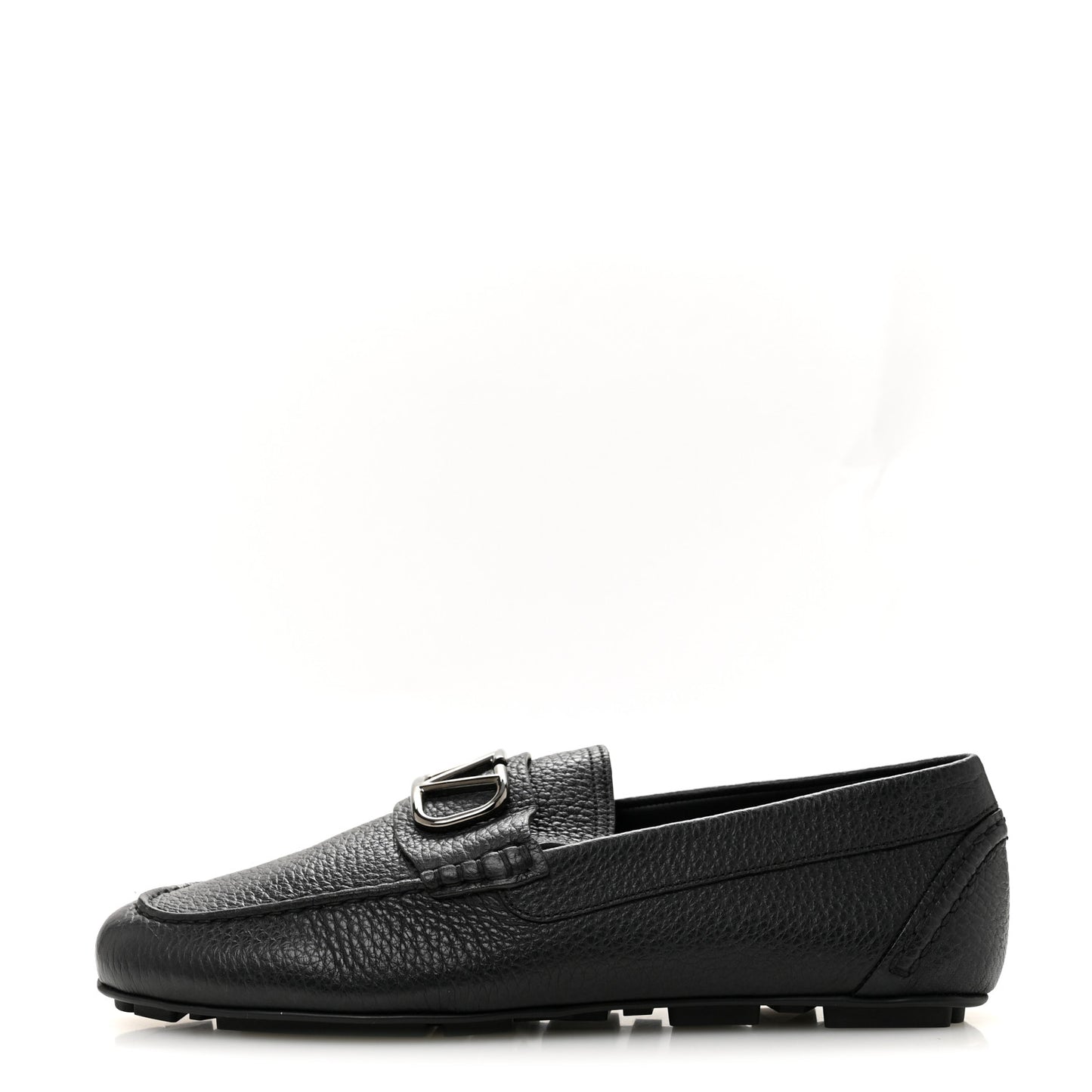 Grainy Calfskin Mens VLogo Driving Loafers 42.5 Black