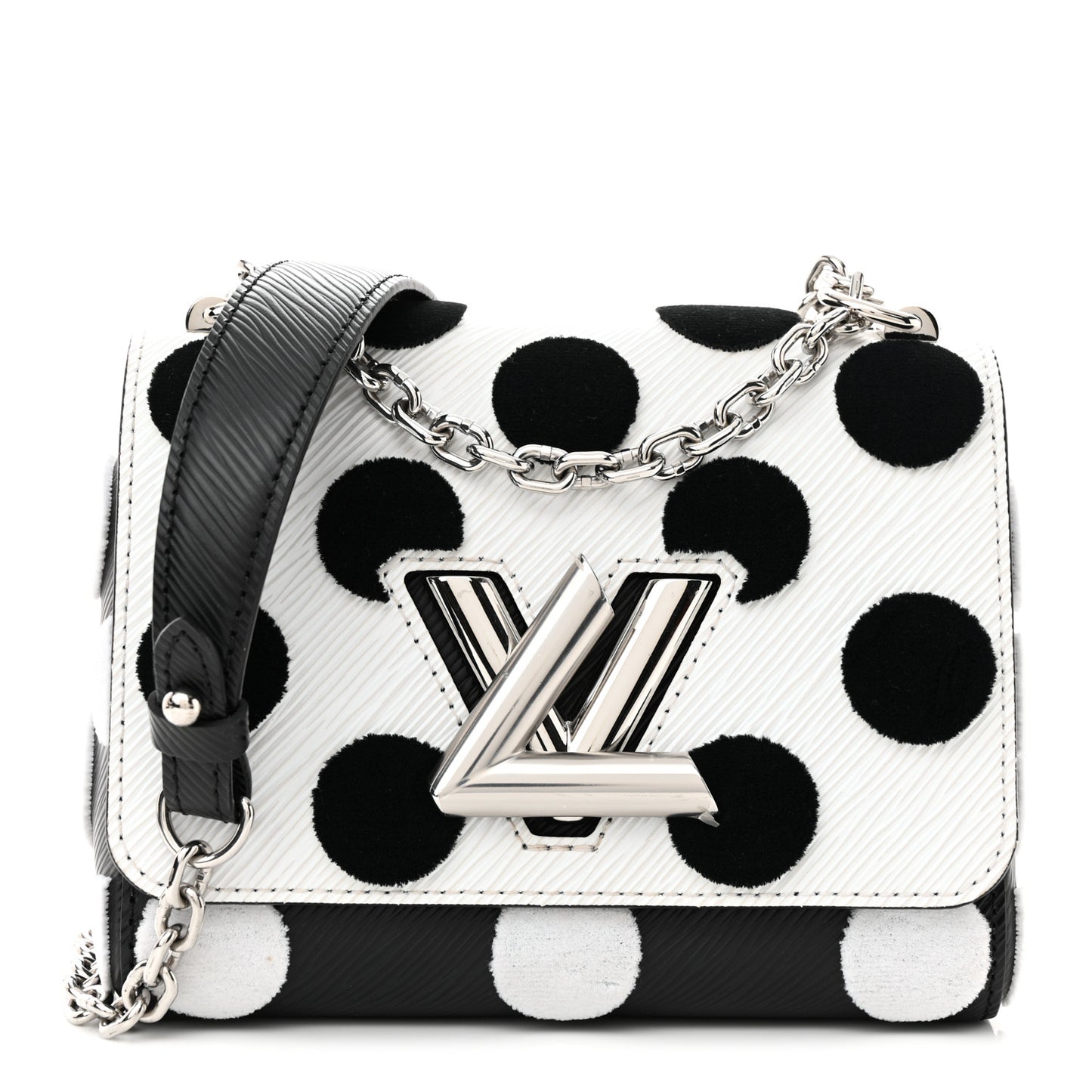 Epi Polka Dots Twist Shoulder Bag PM White Black
