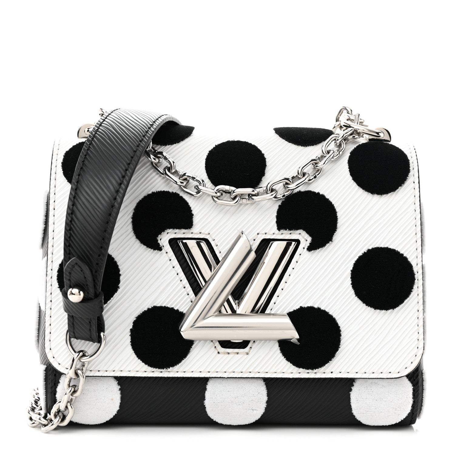 Louis Vuitton Epi Polka Dots Twist Shoulder Bag PM White Black 1 of 10