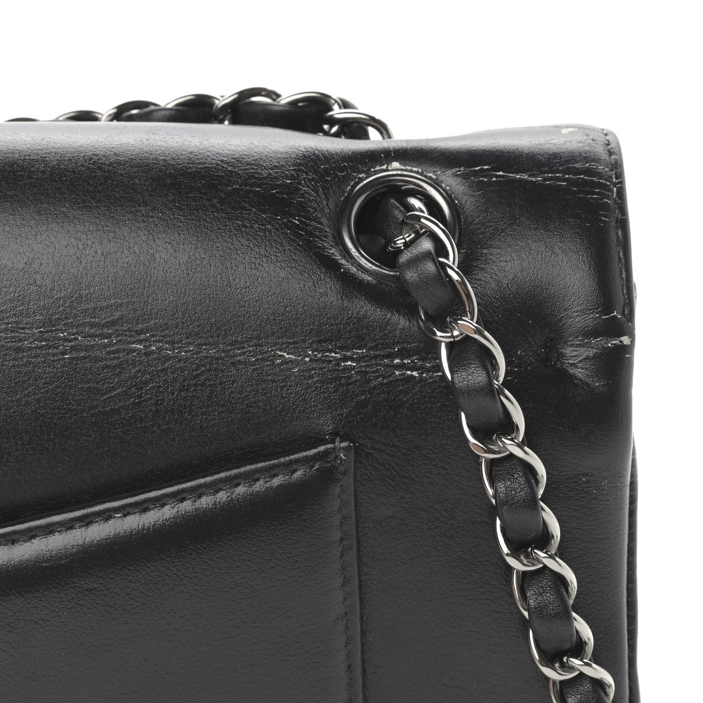 Calfskin Medium Classic Pure Double Flap Black