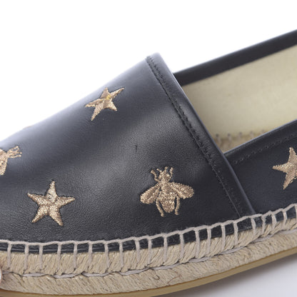 Gucci Calfskin Bee Star Embroidered Espadrilles 39.5 Black 11 of 12