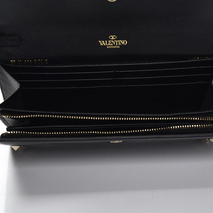 Valentino Garavani Calfskin Rockstud Wristlet Travel Wallet Black 4 of 9
