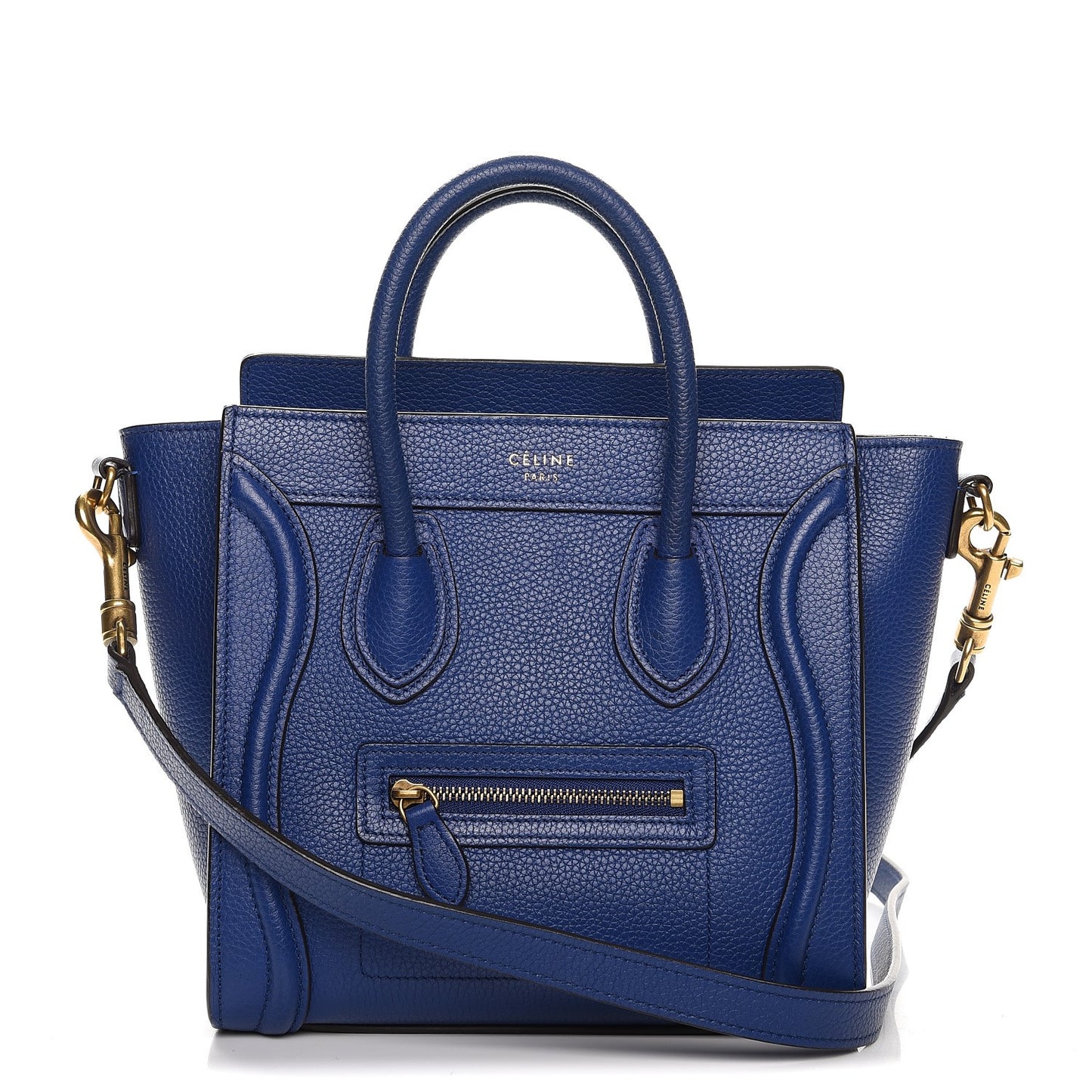 Drummed Calfskin Nano Luggage Indigo