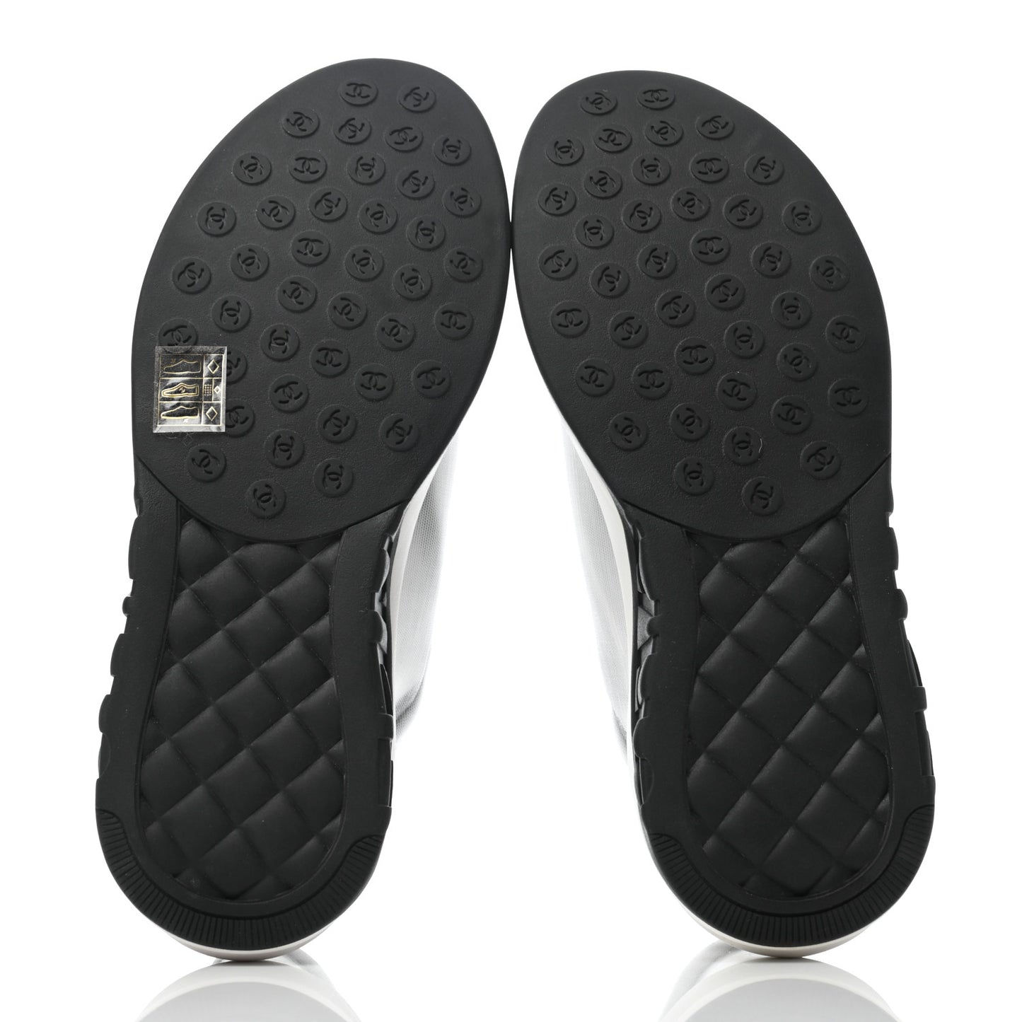Calfskin Mesh Lycra Womens Logo Sneakers 38 White Black