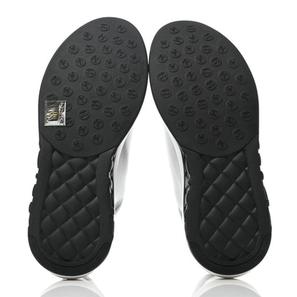 Chanel Calfskin Mesh Lycra Womens Logo Sneakers 38 White Black 5 of 7