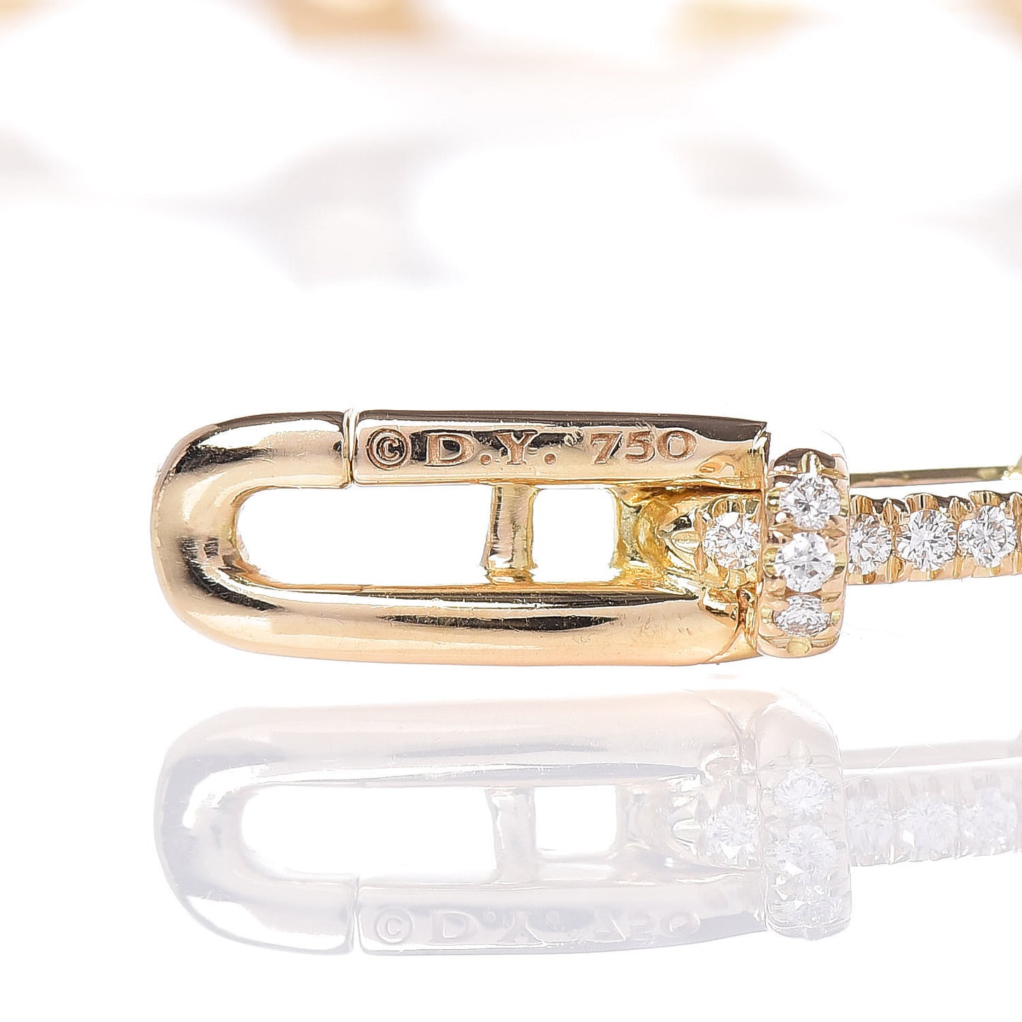 18K Yellow Gold Diamond 4mm Stax Chain Link Bracelet