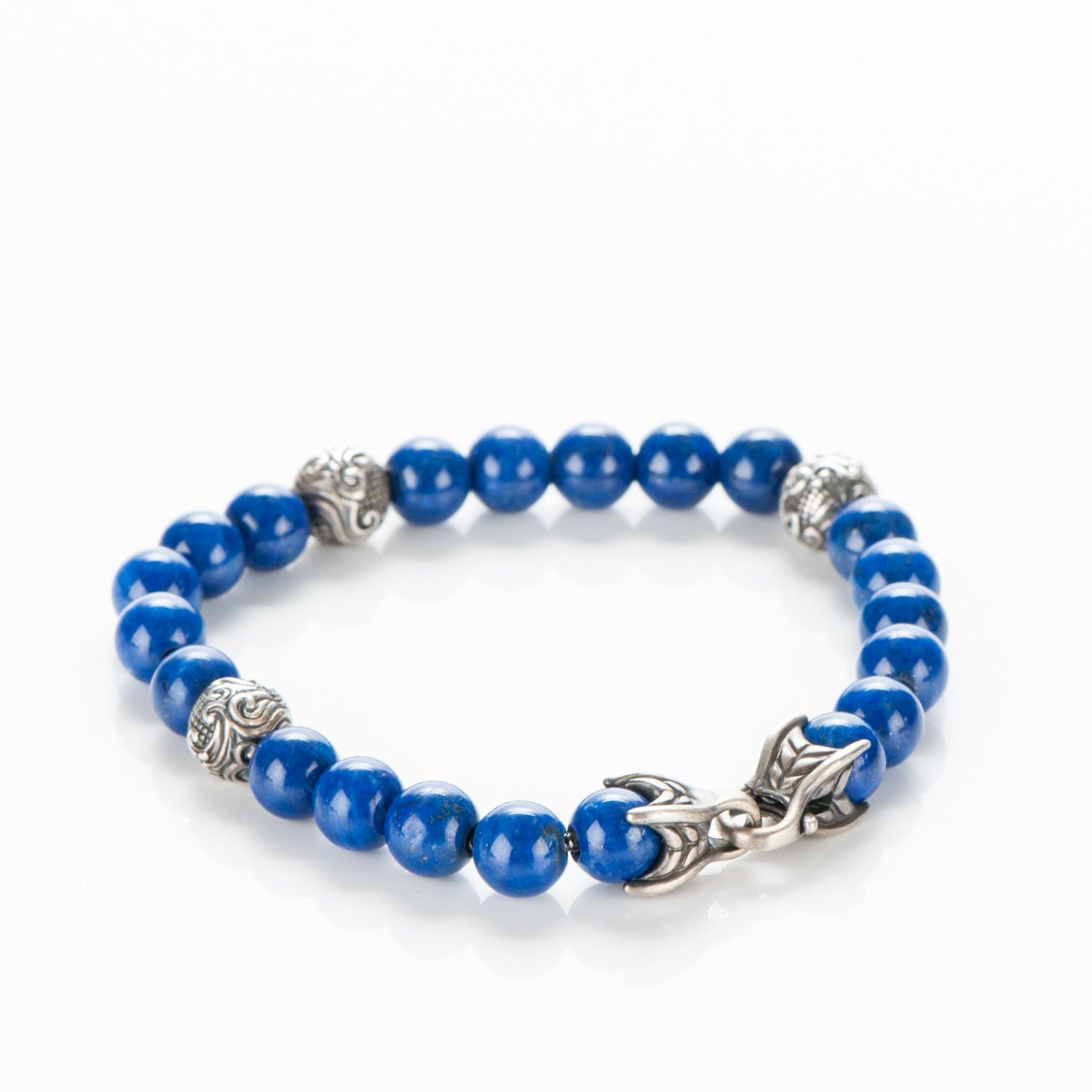 David Yurman Sterling Silver Lapis Lazuli 8mm Spiritual Beads Bracelet 3 of 5