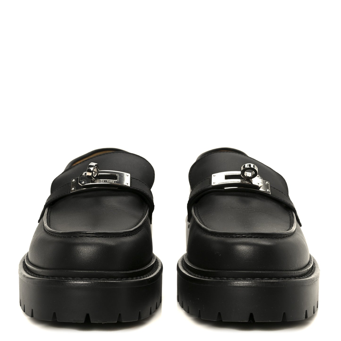 Calfskin Womens Icone Loafers 37 Black