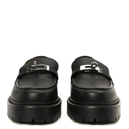 Hermes Calfskin Womens Icone Loafers 37 Black 3 of 9