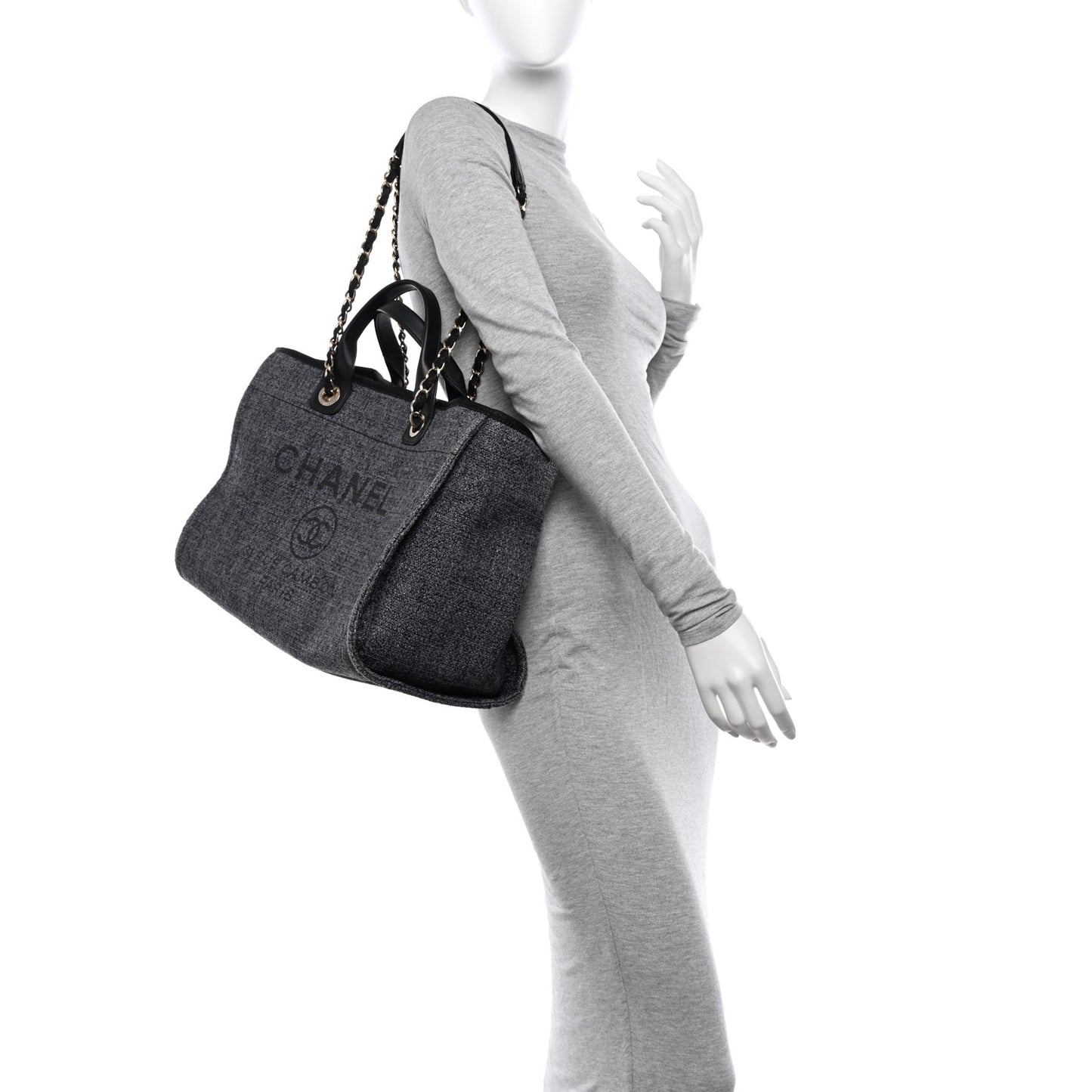 Lurex Boucle Medium Deauville Tote Black