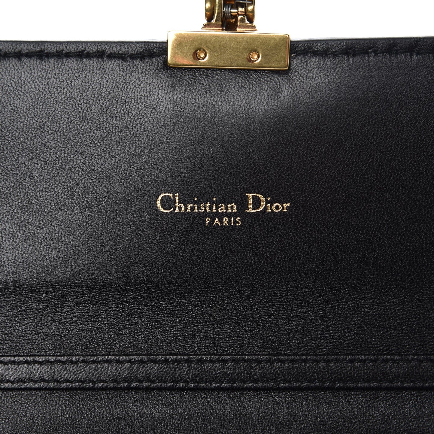 Calfskin Dioraddict Wallet on Chain Black