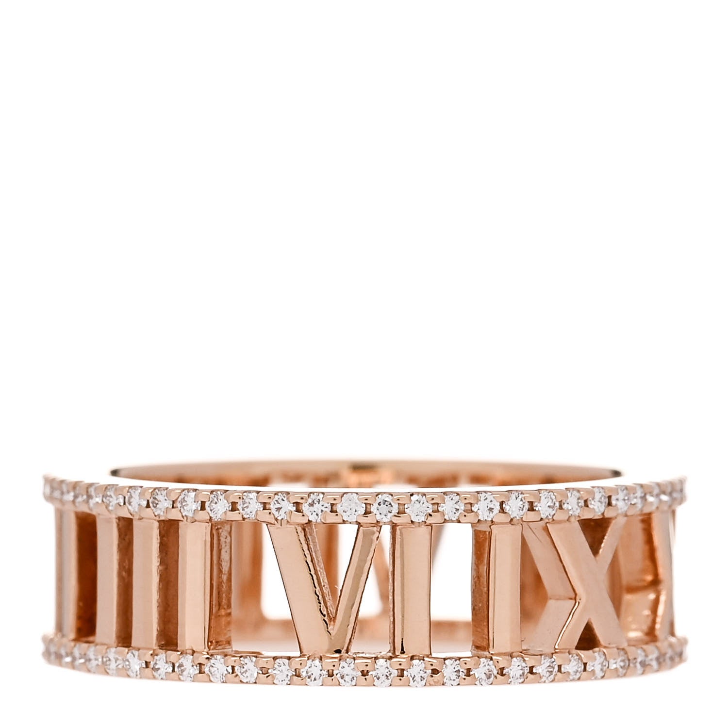 Tiffany 18K Rose Gold Diamond Atlas Open Pave Ring 56 7.75 3 of 4