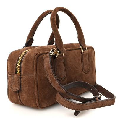 Miu Miu Suede Padded Regular Arcadie Top Handle Bag Cacao 3 of 10