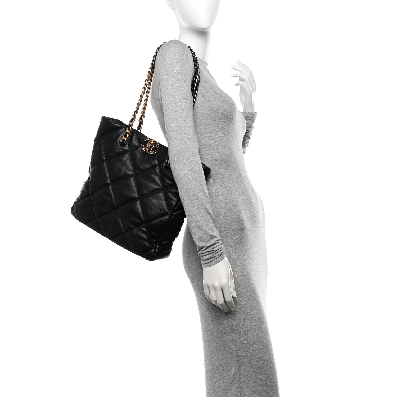 Chanel Lambskin Quilted Chanel 19 Shopping Bag Black 2 of 10
