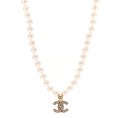 Chanel Pearl Crystal CC Short Necklace Gold 1 of 5