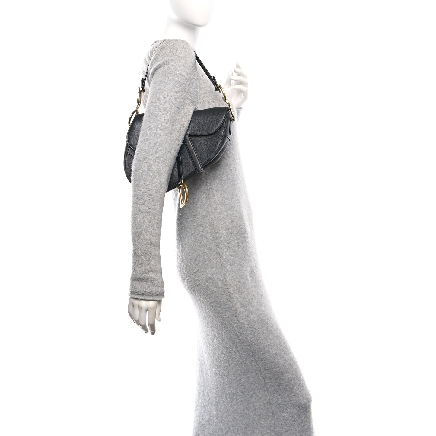 Grained Calfskin Saddle Bag Black